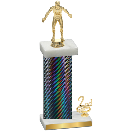 Accented Single Black Carbon Fiber Second Place Wrestling Trophy