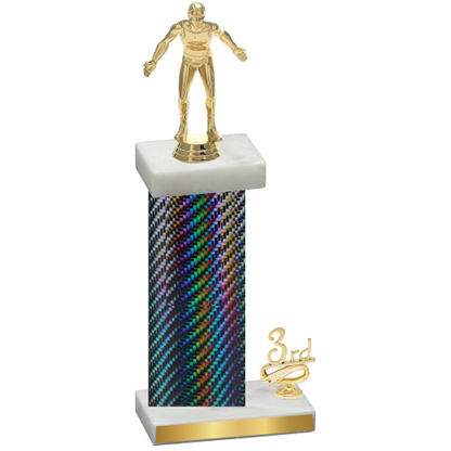 Accented Single Black Carbon Fiber Third Place Wrestling Trophy