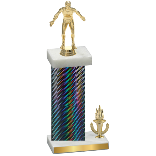 Accented Single Black Carbon Fiber Victory Wrestling Trophy