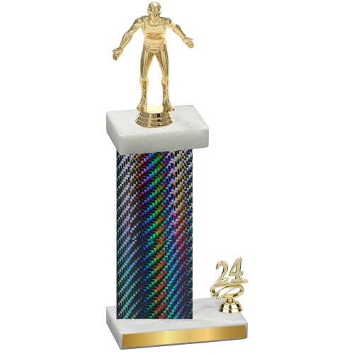 Accented Single Black Carbon Fiber Year Wrestling Trophy