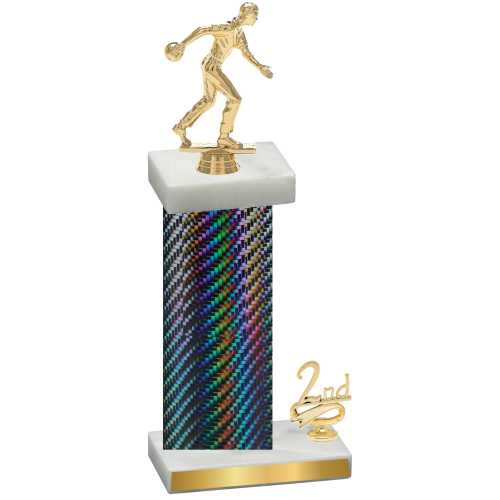 Accented Single Black Carbon Fiber Second Place Bowling Trophy