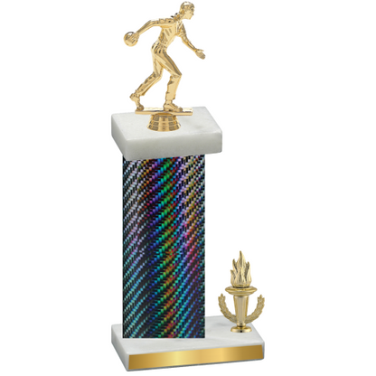 Accented Single Black Carbon Fiber Victory Bowling Trophy