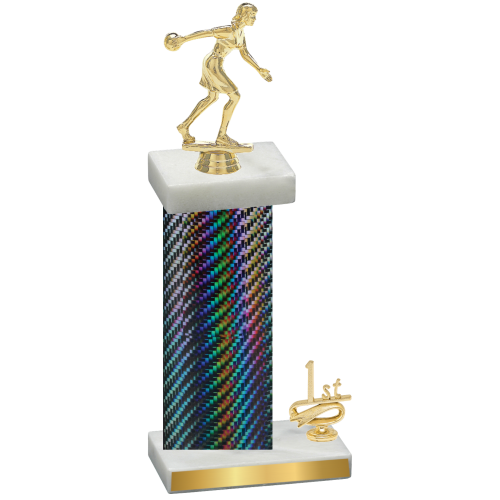 Accented Single Black Carbon Fiber First Place Bowling Trophy