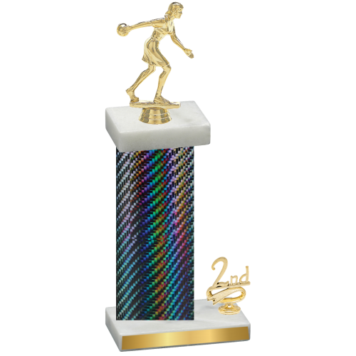 Accented Single Black Carbon Fiber Second Place Bowling Trophy