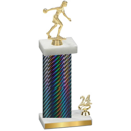 Accented Single Black Carbon Fiber Year Bowling Trophy