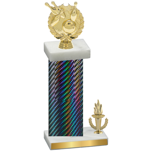 Accented Single Black Carbon Fiber Victory Bowling Trophy