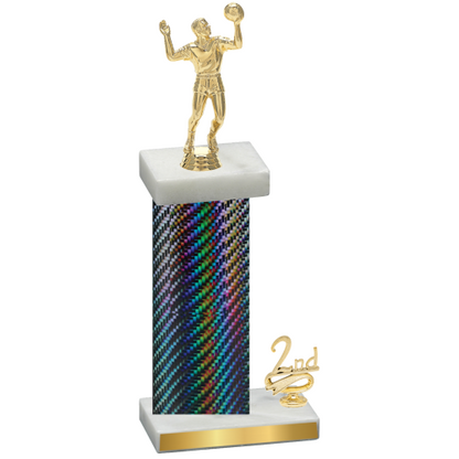 Accented Single Black Carbon Fiber Second Place Volleyball Trophy