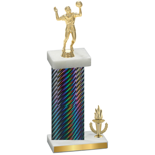 Accented Single Black Carbon Fiber Victory Volleyball Trophy