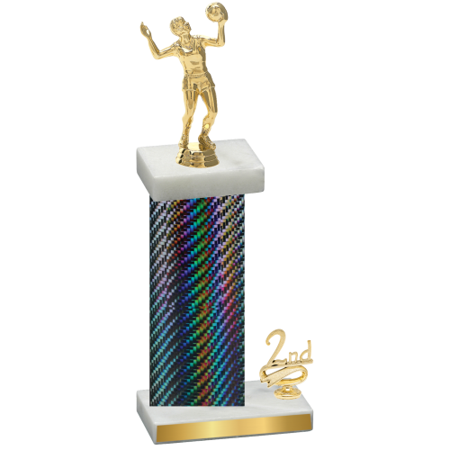 Accented Single Black Carbon Fiber Second Place Volleyball Trophy