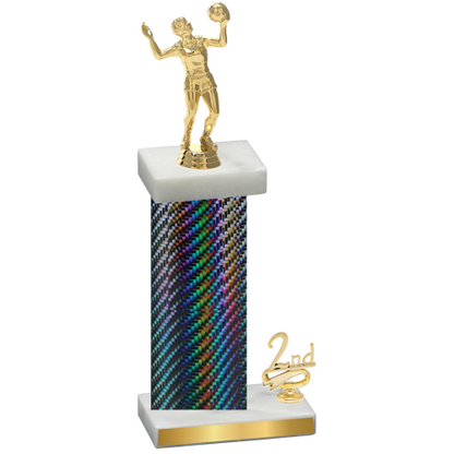 Accented Single Black Carbon Fiber Second Place Volleyball Trophy