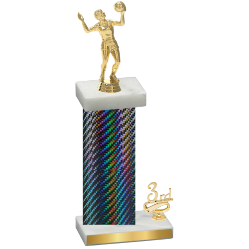 Accented Single Black Carbon Fiber Third Place Volleyball Trophy