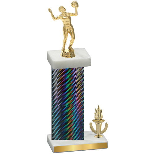 Accented Single Black Carbon Fiber Victory Volleyball Trophy