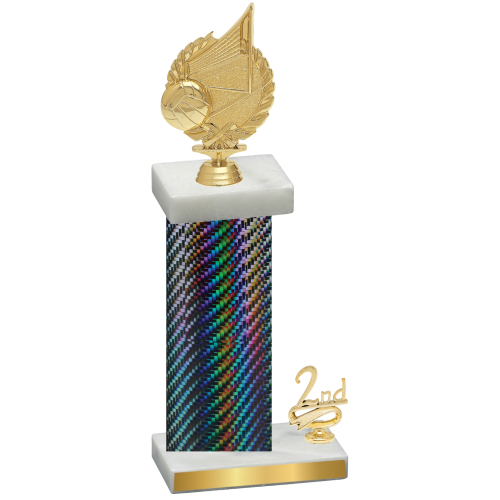 Accented Single Black Carbon Fiber Second Place Volleyball Trophy