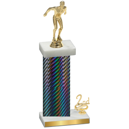 Accented Single Black Carbon Fiber Second Place Swimming Trophy