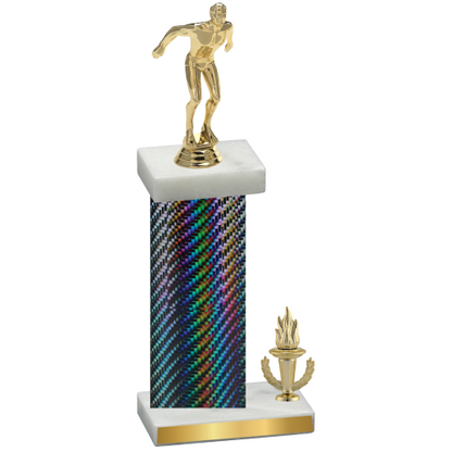 Accented Single Black Carbon Fiber Victory Swimming Trophy