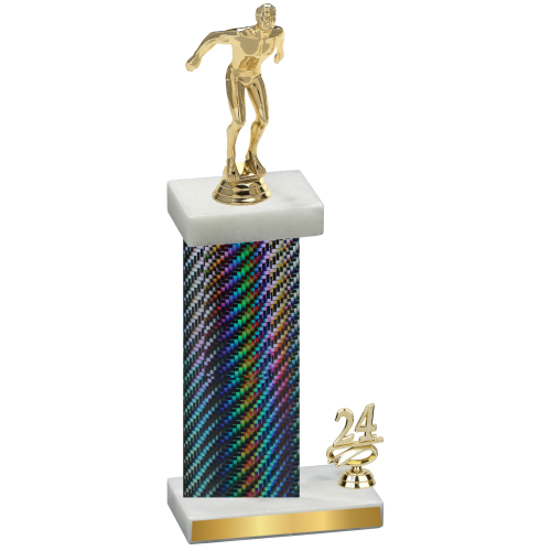 Accented Single Black Carbon Fiber Year Swimming Trophy