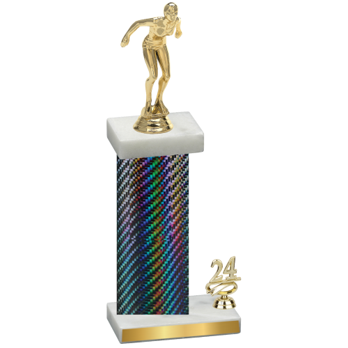 Accented Single Black Carbon Fiber Year Tennis Trophy