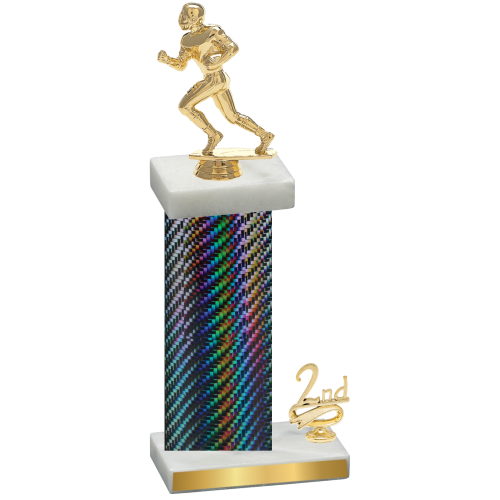 Accented Single Black Carbon Fiber Second Place Football Trophy