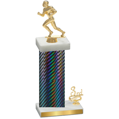 Accented Single Black Carbon Fiber Third Place Football Trophy