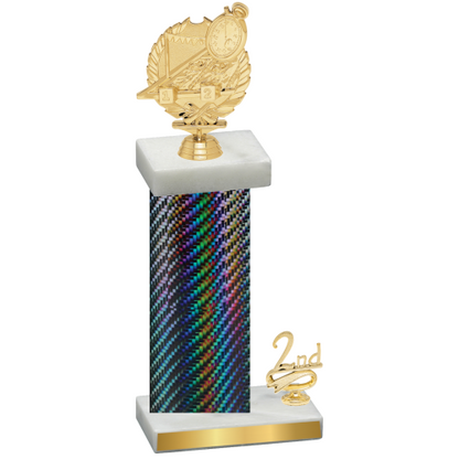 Accented Single Black Carbon Fiber Second Place Swimming Trophy