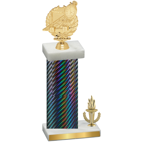 Accented Single Black Carbon Fiber Victory Swimming Trophy