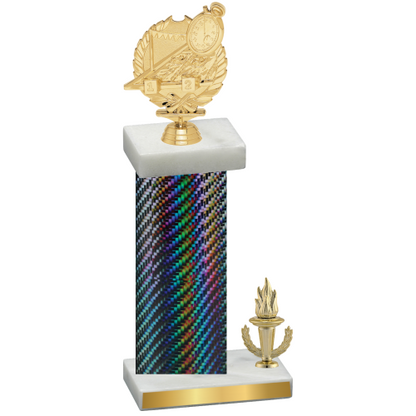 Accented Single Black Carbon Fiber Victory Swimming Trophy