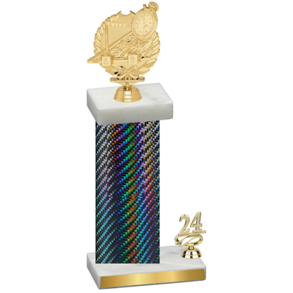 Accented Single Black Carbon Fiber Year Swimming Trophy