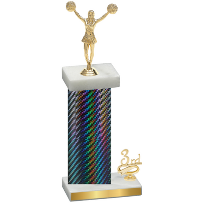 Accented Single Black Carbon Fiber Third Place Cheerleading Trophy