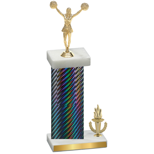 Accented Single Black Carbon Fiber Victory Cheerleading Trophy