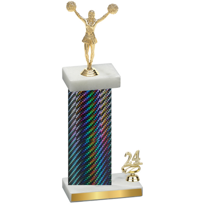 Accented Single Black Carbon Fiber Year Cheerleading Trophy