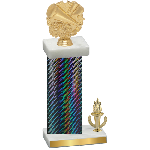 Accented Single Black Carbon Fiber Victory Cheerleading Trophy