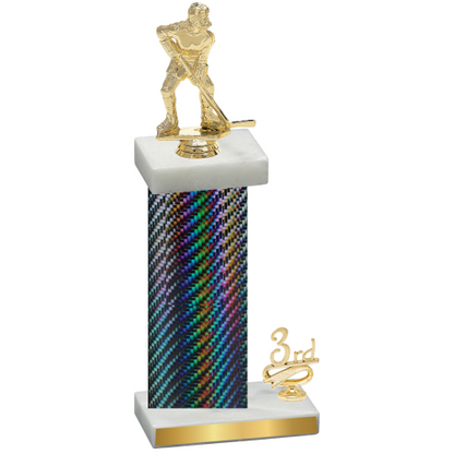 Accented Single Black Carbon Fiber Third Place Hockey Trophy