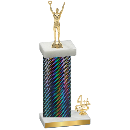 Accented Single Black Carbon Fiber Fourth Place Victory Trophy