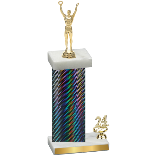 Accented Single Black Carbon Fiber Year Victory Trophy