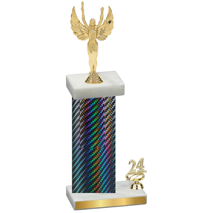 Accented Single Black Carbon Fiber Year Victory Trophy