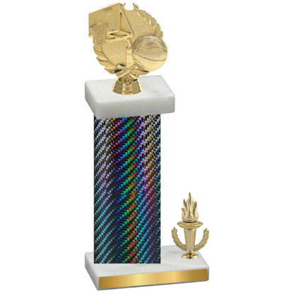 Accented Single Black Carbon Fiber Victory Basketball Trophy