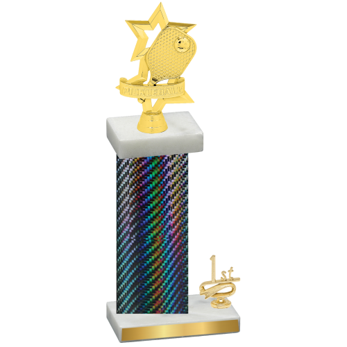 Accented Single Black Carbon Fiber First Place Pickleball Trophy