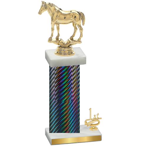 Accented Single Black Carbon Fiber First Place Horses Trophy