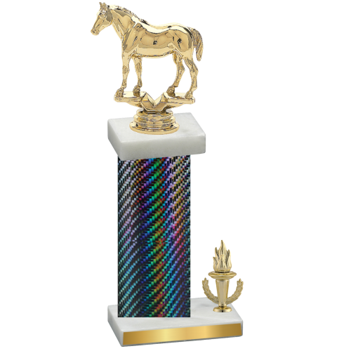 Accented Single Black Carbon Fiber Victory Horses Trophy