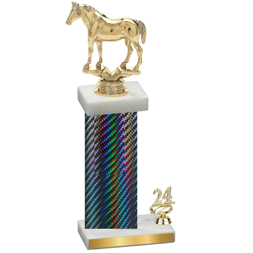 Accented Single Black Carbon Fiber Year Horses Trophy