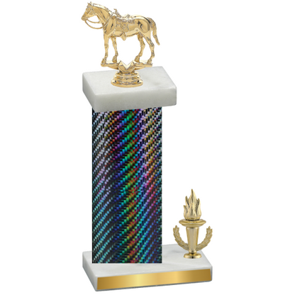 Accented Single Black Carbon Fiber Victory Horses Trophy