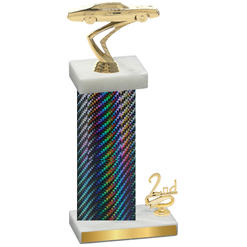 Accented Single Black Carbon Fiber Second Place Cars Trophy