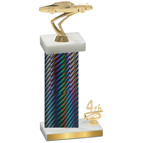 Accented Single Black Carbon Fiber Fourth Place Cars Trophy