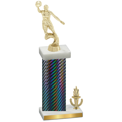 Accented Single Black Carbon Fiber Victory Basketball Trophy