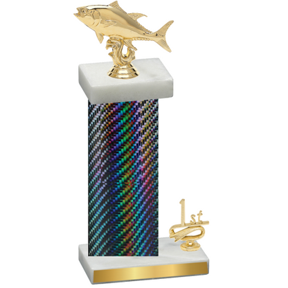 Accented Single Black Carbon Fiber First Place Fishing Trophy