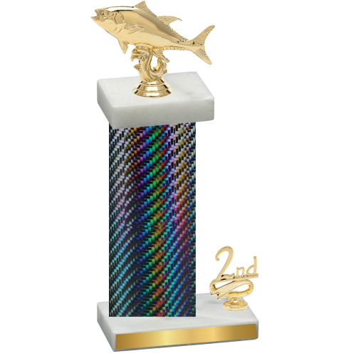 Accented Single Black Carbon Fiber Second Place Fishing Trophy