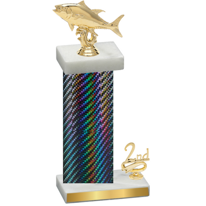 Accented Single Black Carbon Fiber Second Place Fishing Trophy