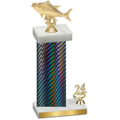 Accented Single Black Carbon Fiber Year Fishing Trophy