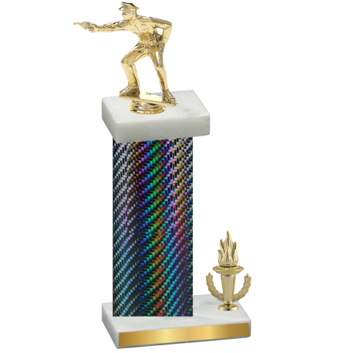 Accented Single Black Carbon Fiber Victory Shooter Trophy