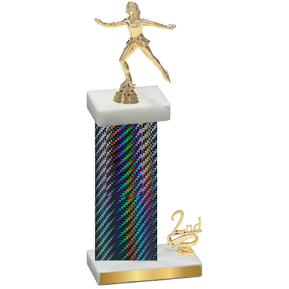 Accented Single Black Carbon Fiber Second Place Skater Trophy